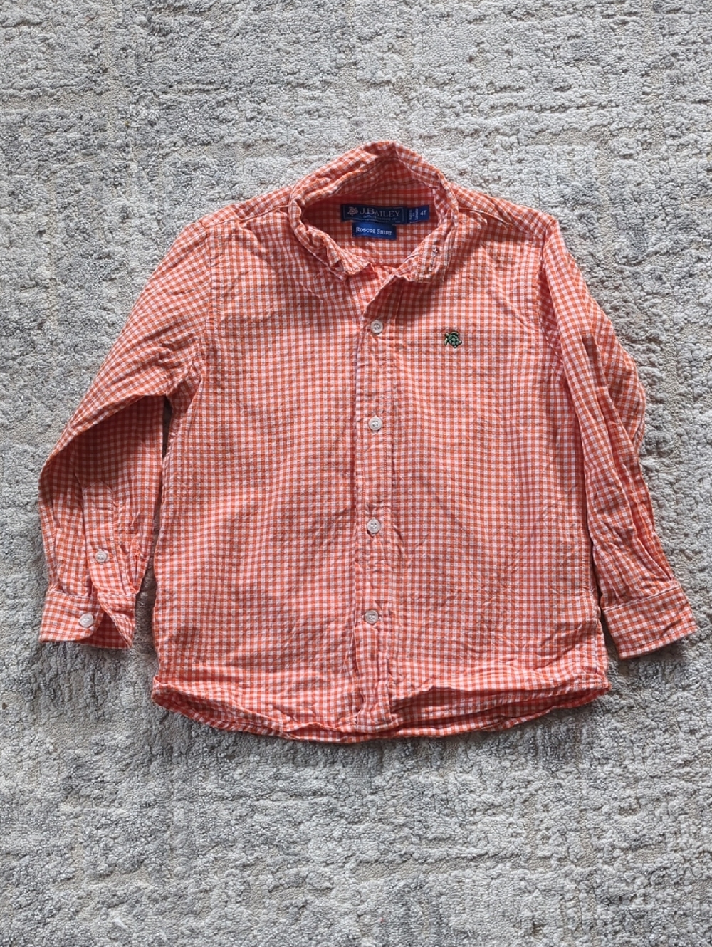 J. Bailey Orange Gingham Button-Down Roscoe Shirt Size 4T